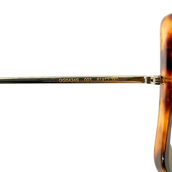 Gucci Sunglasses Oversized Square GG LOGO Brown Acetate Gold Wire Frames‎ NEW main image 6